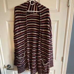 Esprit Burgundy and Cream Striped Cardigan